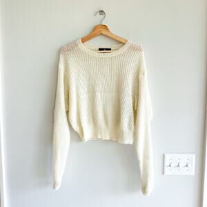 7 For All Mankind Soft Knit Cropped Sweater Cream S